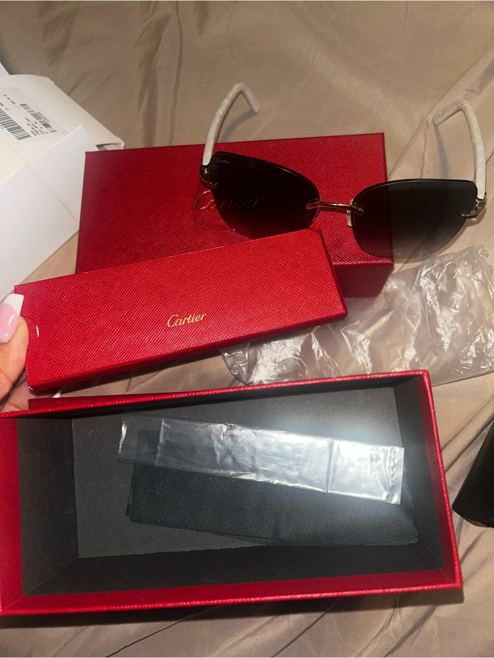 Cartier Rimless Sunglasses with Black Gradient Lenses and Gold Accents